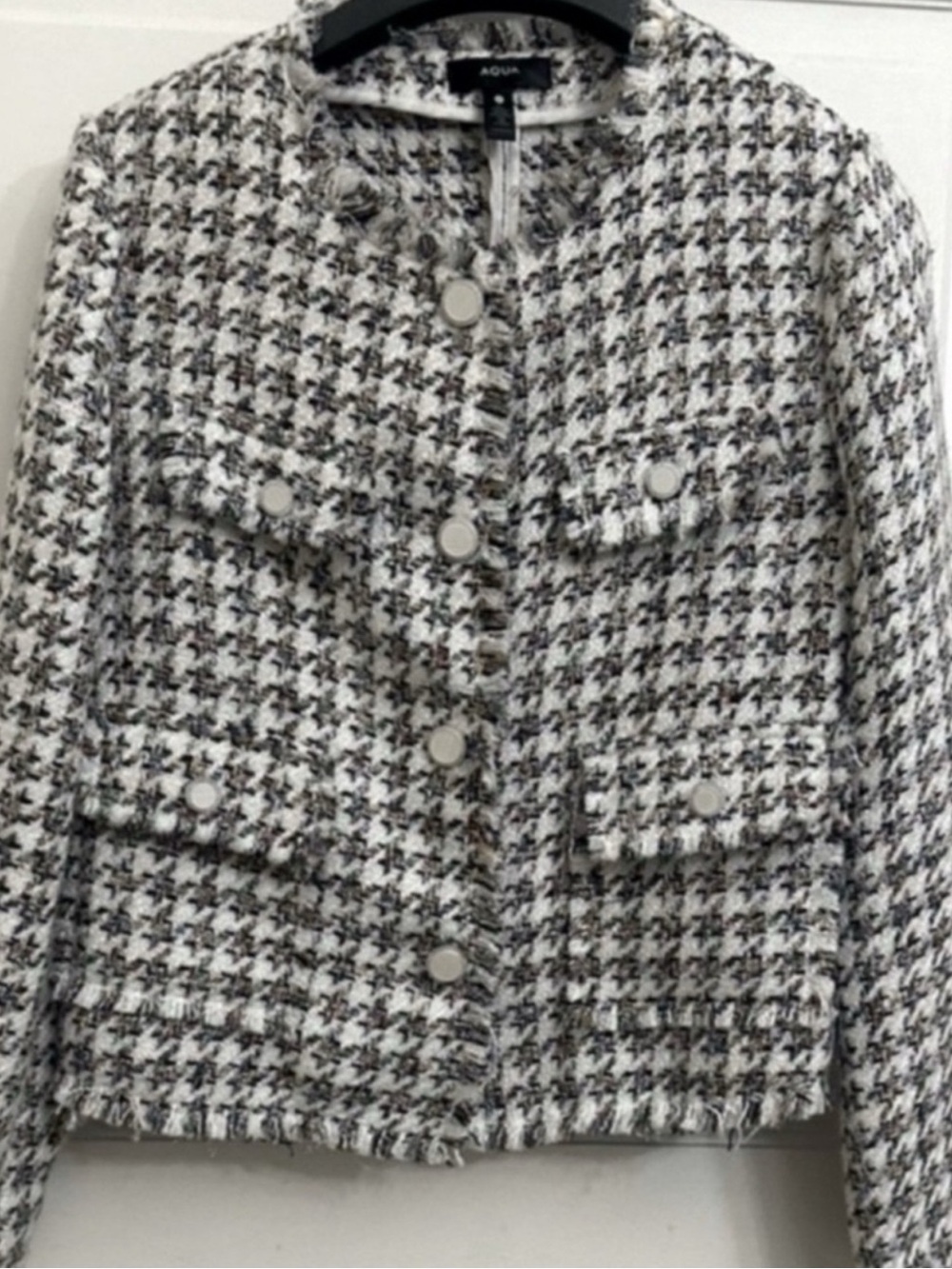 Aqua Bloomingdale's Cropped
Wool Blend
Tweed Blazer